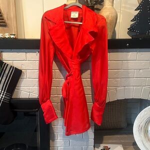 Alliage Paris Red Satin Blouse